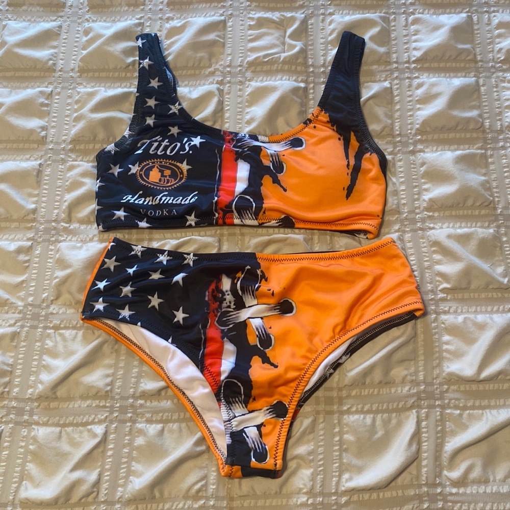 TITOS Vodka Bikini Swim BLACK & ORANGE